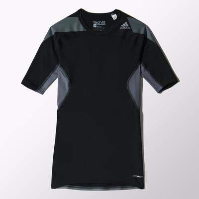 Adidas Mens Techfit Cool Short Sleeve Top - Black/Vista Grey - main image