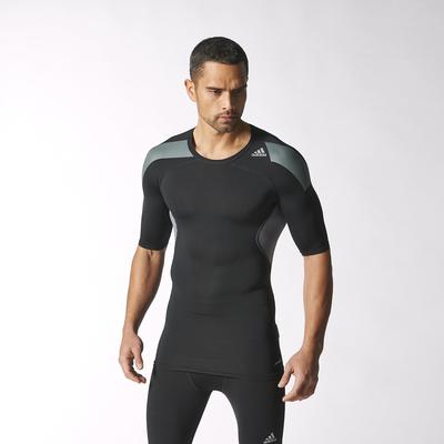 Adidas Mens Techfit Cool Short Sleeve Top - Black/Vista Grey - main image
