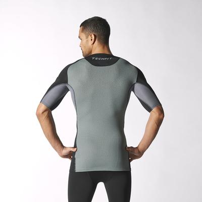 Adidas Mens Techfit Cool Short Sleeve Top - Black/Vista Grey - main image