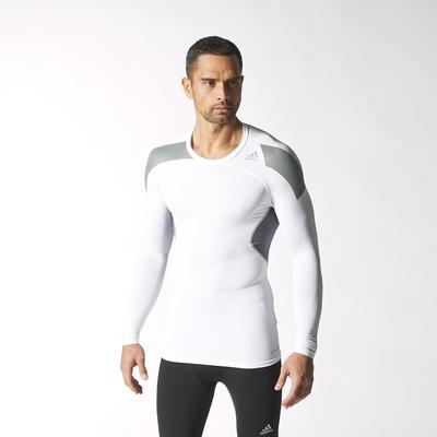 Adidas Mens Techfit Cool Long Sleeve Tee - White/Vista Grey - main image