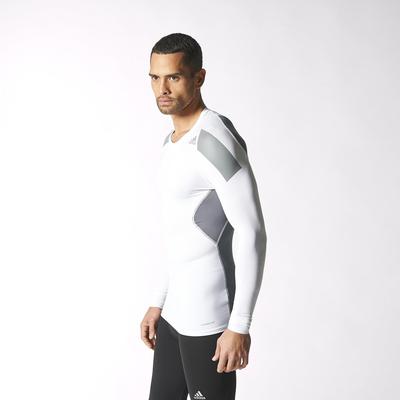 Adidas Mens Techfit Cool Long Sleeve Tee - White/Vista Grey - main image