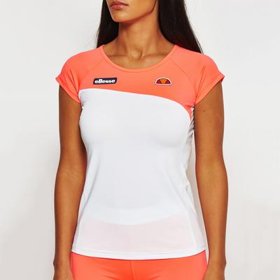 Ellesse Womens Admiral Cap Sleeve Top - White/Coral - main image