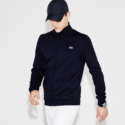 Lacoste Mens Zippered Fleece Sweatshirt - Navy Blue