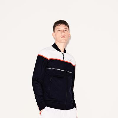 Lacoste Sport Mens Colorblock Tech Pique Zippered Jacket - White/Navy - main image
