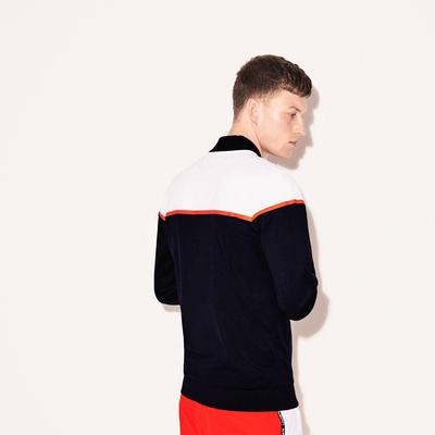 Lacoste Sport Mens Colorblock Tech Pique Zippered Jacket - White/Navy - main image
