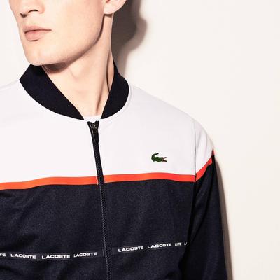Lacoste Sport Mens Colorblock Tech Pique Zippered Jacket - White/Navy - main image