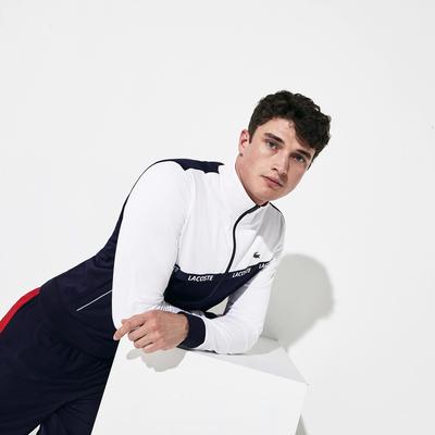 Lacoste Mens Signature Band Piqué Full Zip Sweatshirt - White - main image