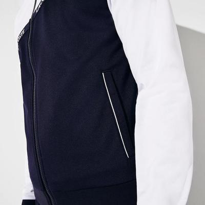 Lacoste Mens Signature Band Piqué Full Zip Sweatshirt - White - main image