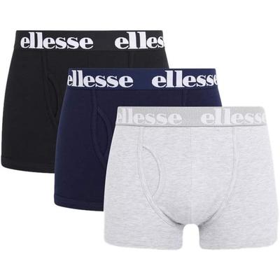 Ellesse Mens Hali Boxer Trunks (3 Pack) - Black/Navy/Grey