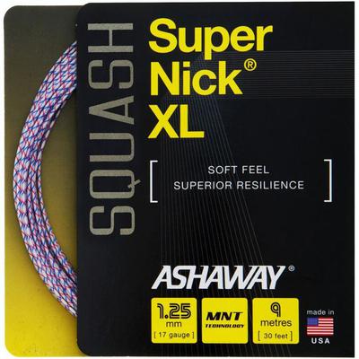 Ashaway Supernick XL Squash String Set - White/Blue/Red