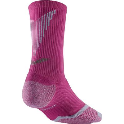 Nike Elite Cushioned Crew Running Socks (1 Pair) - Hot Pink/Titanium
