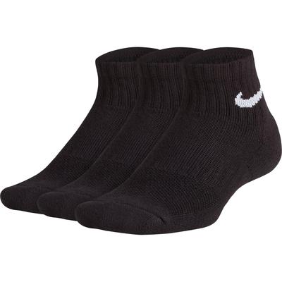 Nike Kids Performance Cushioned Quarter Tennis Socks (3 Pairs) - Black