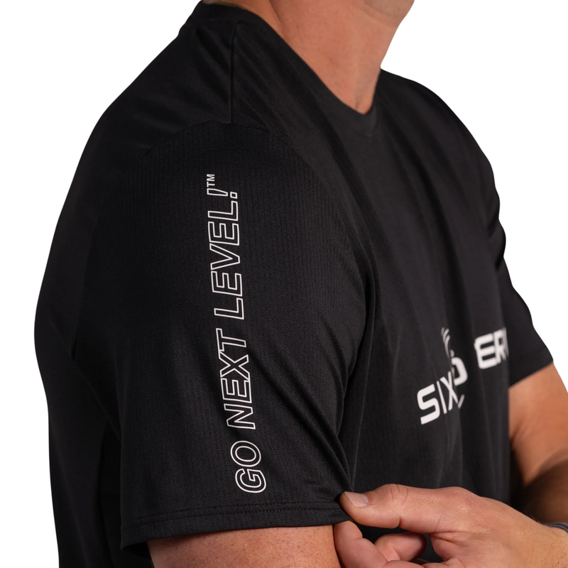 Six Zero Mens Performance Active Tee Air Mesh - Black/With White Logo    - main image