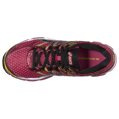 Asics Womens GEL Cumulus 16 Running Shoes Raspberry Black Lime
