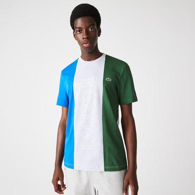 Lacoste Mens Branded Crew T-Shirt - Grey Chine/Blue/Green - main image