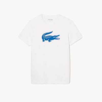 Lacoste Mens 3D Print T-Shirt - White/Blue