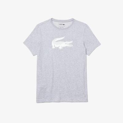 Lacoste Mens 3D Print T-Shirt - Grey Chine/White