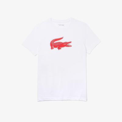 Lacoste Mens 3D Print T-Shirt - White/Red