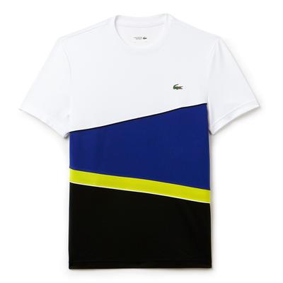 Lacoste Sport Mens Tennis Colourblock T-Shirt - White/Blue/Yellow - main image