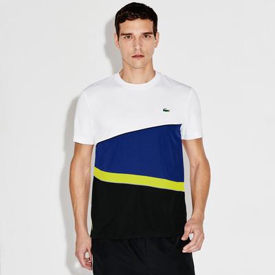 Lacoste Sport Mens Tennis Colourblock T-Shirt - White/Blue/Yellow - main image