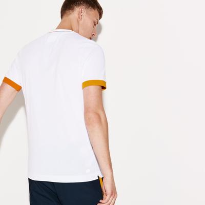 Lacoste Sport Mens Jacquard T-Shirt - White/Buttercup/Apricot - main image