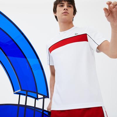 Lacoste Sport Mens Colorblock Pique Djokovic Tee - White/Red/Black - main image