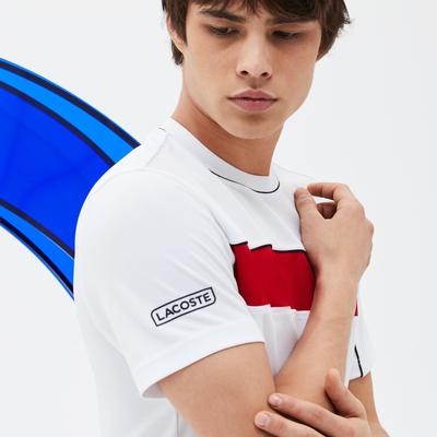 Lacoste Sport Mens Colorblock Pique Djokovic Tee - White/Red/Black - main image