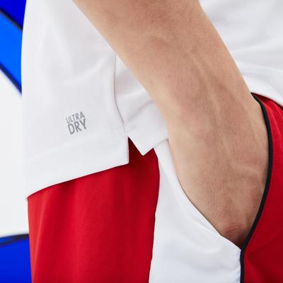 Lacoste Sport Mens Colorblock Pique Djokovic Tee - White/Red/Black - main image