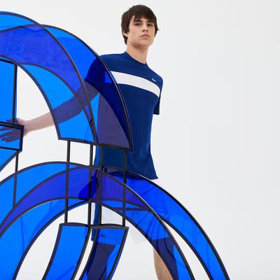 Lacoste Sport Mens Colorblock Pique Djokovic Tee - Marino Blue/White - main image