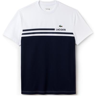 Lacoste Mens Technical Polo Top - White/Navy Blue