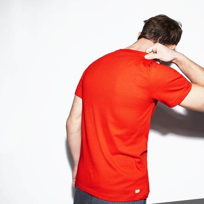 Lacoste Mens Crew Neck Tech Jersey T-Shirt - Mexico Red/White - main image