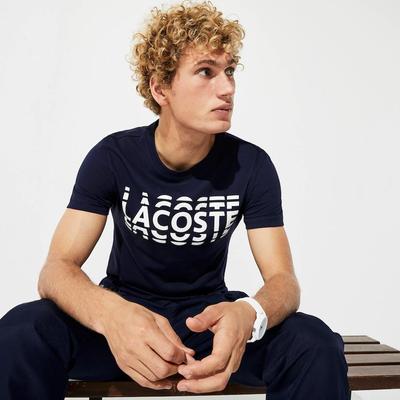 Lacoste Mens Sport Printed Cotton Blend T-Shirt - Navy Blue/White - main image