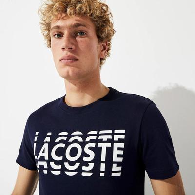 Lacoste Mens Sport Printed Cotton Blend T-Shirt - Navy Blue/White - main image