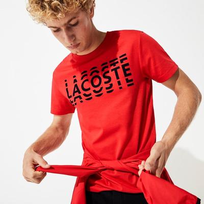 Lacoste Mens Sport Printed Cotton Blend T-Shirt - Red/Black - main image