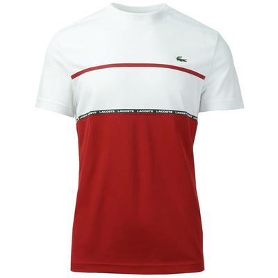 Lacoste Sport Mens Colourblock Technical Pique T-Shirt - White/Red