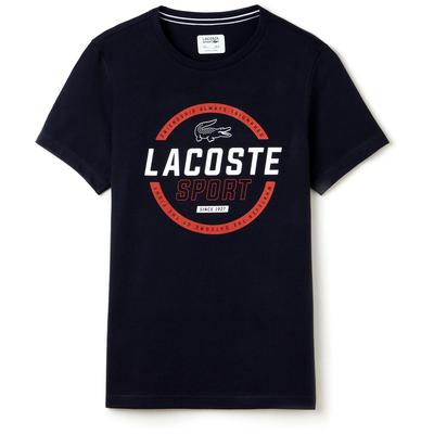Lacoste Sport Mens Jersey Tennis Tee - Navy/Red - main image