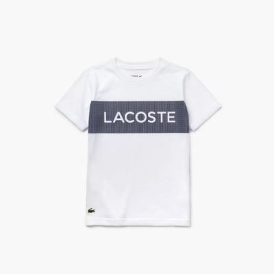 Lacoste Boys Lettering Tennis Tee - White/Navy Blue - main image