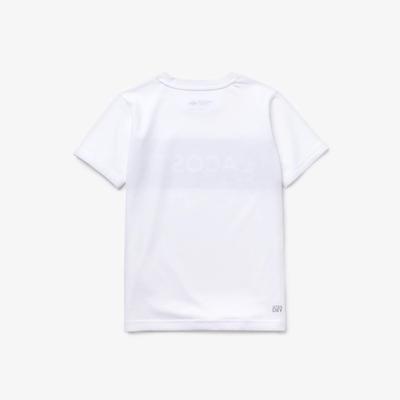 Lacoste Boys Lettering Tennis Tee - White/Navy Blue - main image