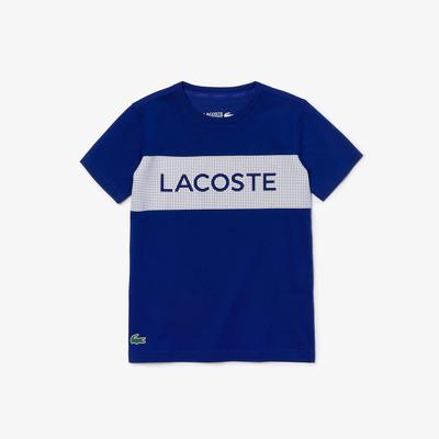 Lacoste Boys Lettering Tennis Tee - Blue/White - main image