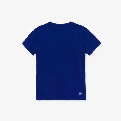 Lacoste Boys Lettering Tennis Tee - Blue/White - main image