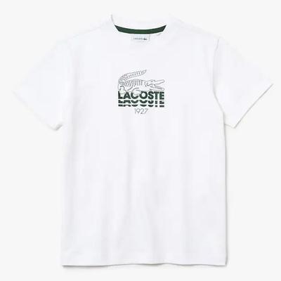 Lacoste Boys Crew Neck Crocodile Lettering T-Shirt - White