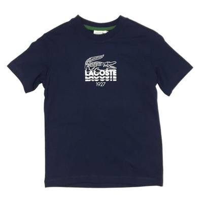Lacoste Boys Crew Neck Crocodile Lettering T-Shirt - Navy Blue - main image