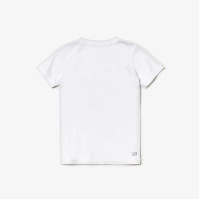 Lacoste Boys Signature Band Colourblock Pique T-Shirt - White/Blue/Black - main image
