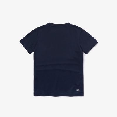 Lacoste Boys Signature Band Colourblock Pique T-Shirt - Navy Blue/White - main image