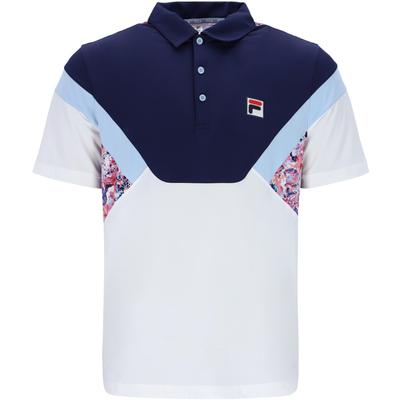 Fila Mens Solar Power Short Sleeve Colour Blocked Polo - White/Fila Navy - main image