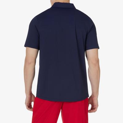 Fila Mens Pro Heritage Short Sleeve Tennis Polo - Navy Blue/Red