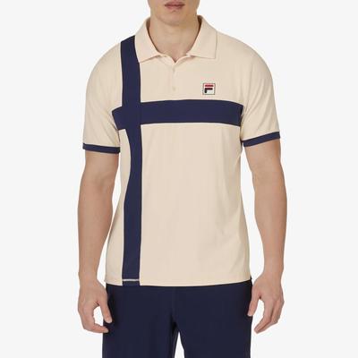 Fila Mens Pro Heritage Pin Stripe Tennis Polo - Ecru/Navy - main image