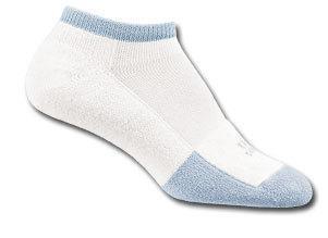 Thorlo Thin Cushion Micro-Mini Crew Tennis Socks (1 Pair) - M/UK8-9.5 (White/Blue) - main image