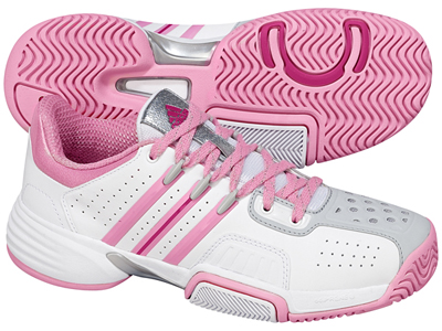 Adidas Kids Barricade Team Junior Tennis Shoes - White/Pink - main image