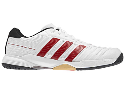 Adidas Mens Court Stabil 10 Indoor Shoes - White/Light Scarlet/Black - main image